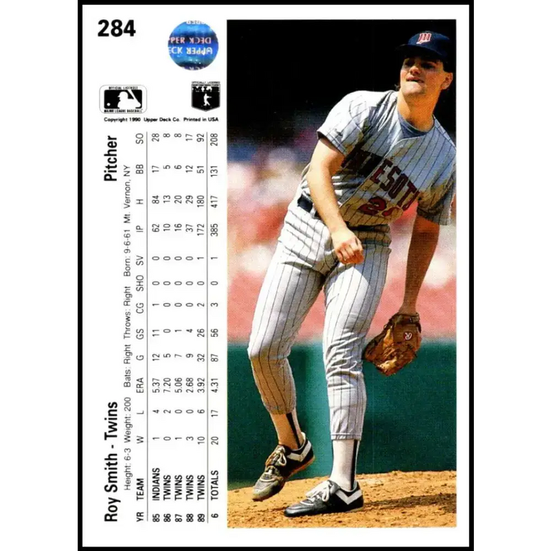 1990 Upper Deck #284 Roy Smith NM-MT Minnesota Twins Baseball Card - Baseball Card Single