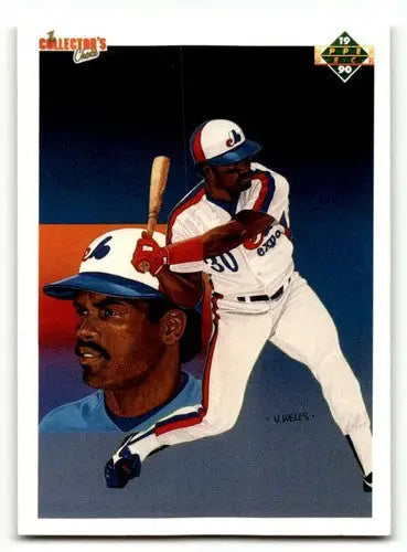 Vintage Montreal Expos baseball card featuring Raines Montreal Expos illustration, 1990 Upper Deck