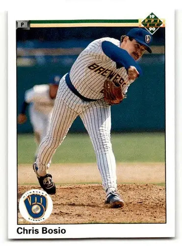 Original gloss baseball card of Chris Bosio Milwaukee Brewers from 1990 Upper Deck #293