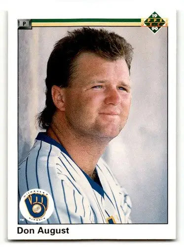 Vintage 1990 Upper Deck Don August Milwaukee Brewers baseball card, EX condition