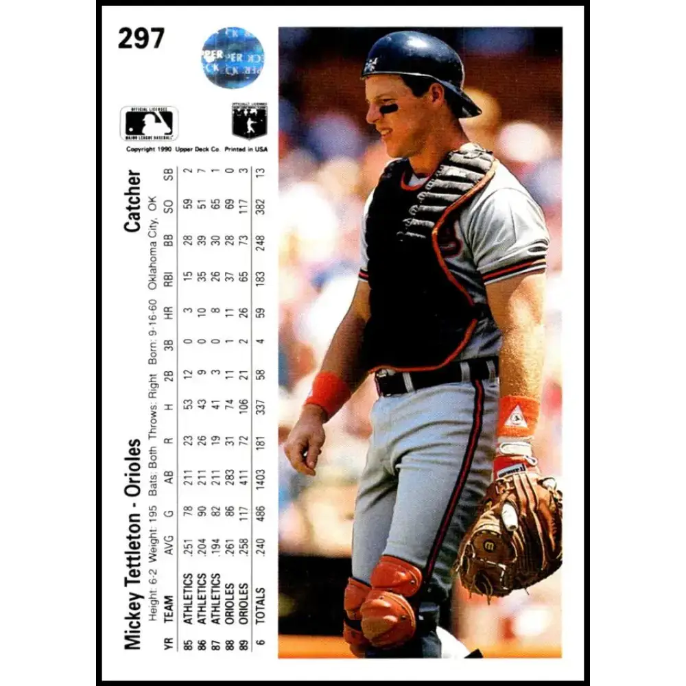 1990 Upper Deck #297 Mickey Tettleton NM-MT Baltimore Orioles Baseball Card - Baseball Card Single