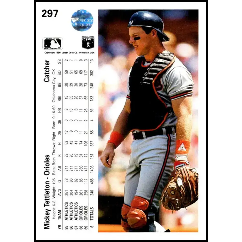 1990 Upper Deck #297 Mickey Tettleton NM-MT Baltimore Orioles Baseball Card - Baseball Card Single