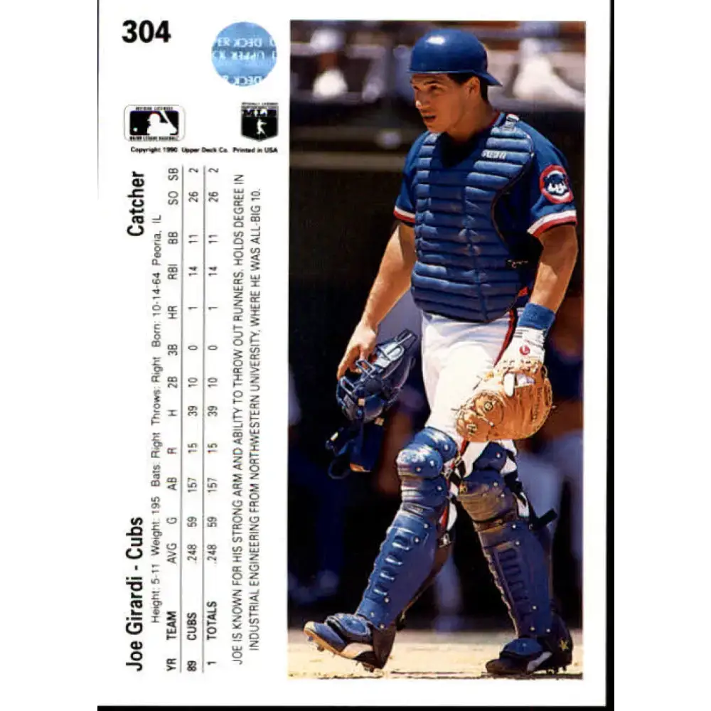 1990 Upper Deck #304 Joe Girardi NM-MT Chicago Cubs Baseball Card - Baseball Card Single