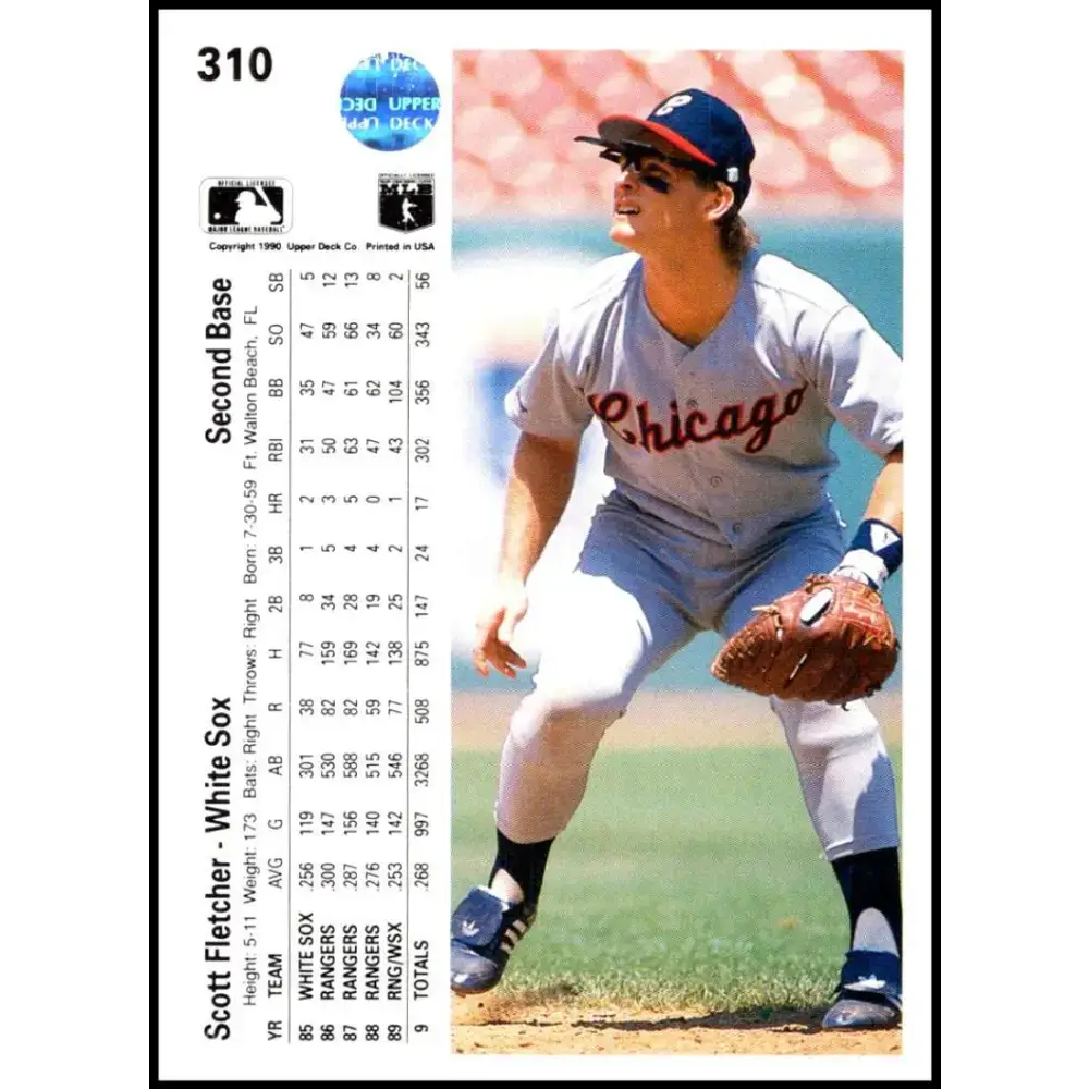 1990 Upper Deck #310 Scott Fletcher NM-MT Chicago White Sox Baseball Card - Baseball Card Single