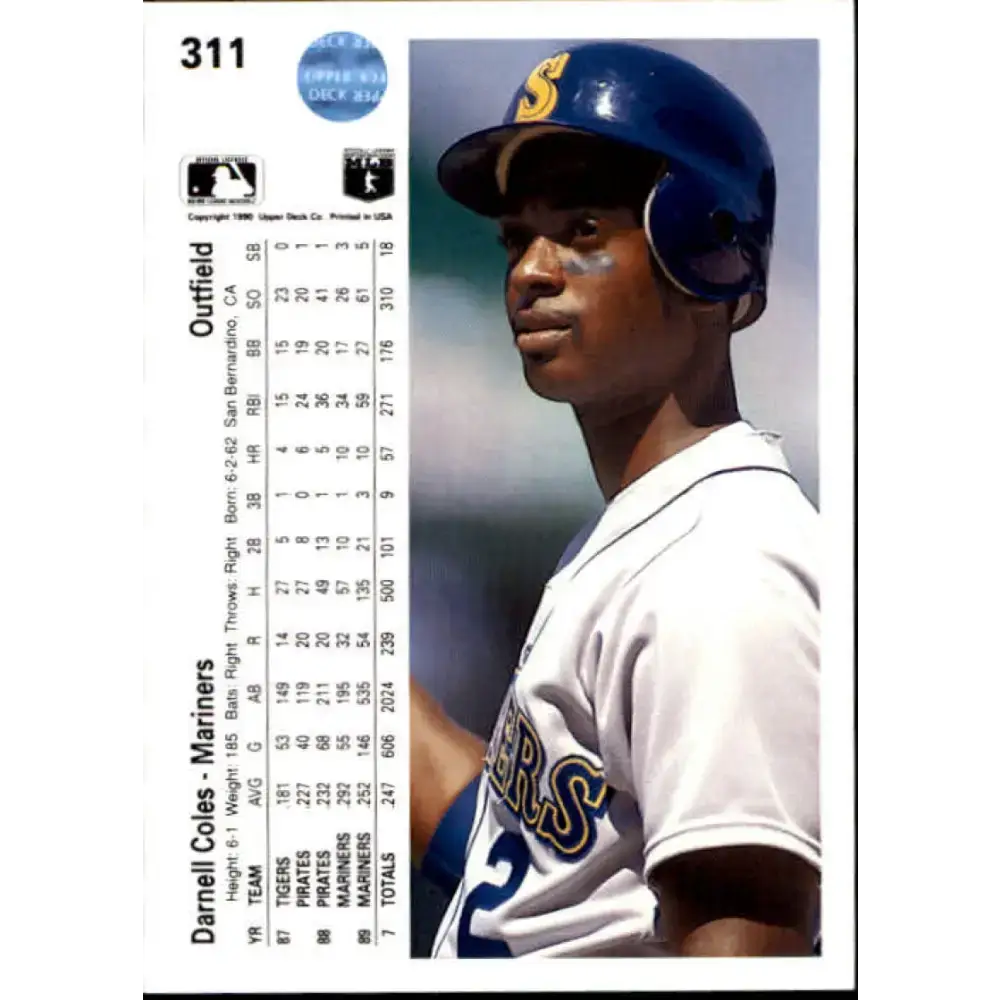 1990 Upper Deck #311 Darnell Coles NM-MT Seattle Mariners Baseball Card - Baseball Card Single