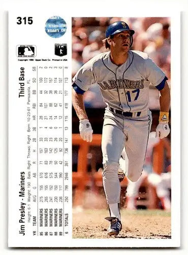 1990 Upper Deck #315 Jim Presley Seattle Mariners Baseball Cards EX/ ID:54169 - Baseball Card Single
