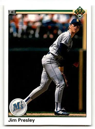 Original gloss 1990 Upper Deck Jim Presley Seattle Mariners baseball card in excellent condition