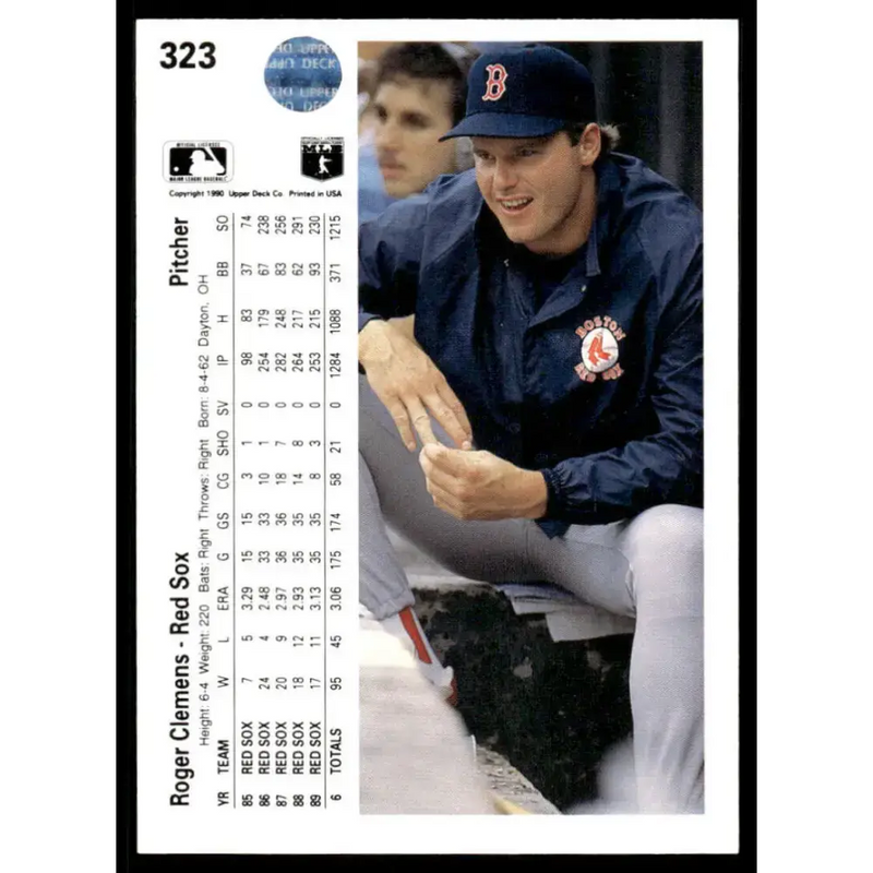 1990 Upper Deck #323 Roger Clemens EX/NM Boston Red Sox Baseball Card - Baseball Card Single