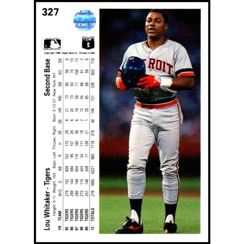 1990 Upper Deck #327 Lou Whitaker NM-MT Detroit Tigers Baseball Card - Baseball Card Single