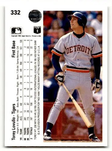 1990 Upper Deck #332 Torey Lovullo Detroit Tigers Baseball Cards EX/ ID:54208 - Baseball Card Single
