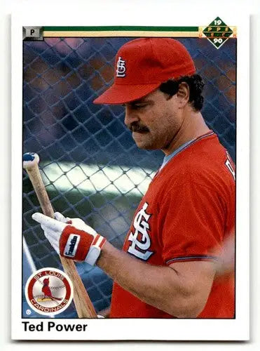 Original gloss 1990 Upper Deck Ted Power St. Louis Cardinals baseball card image
