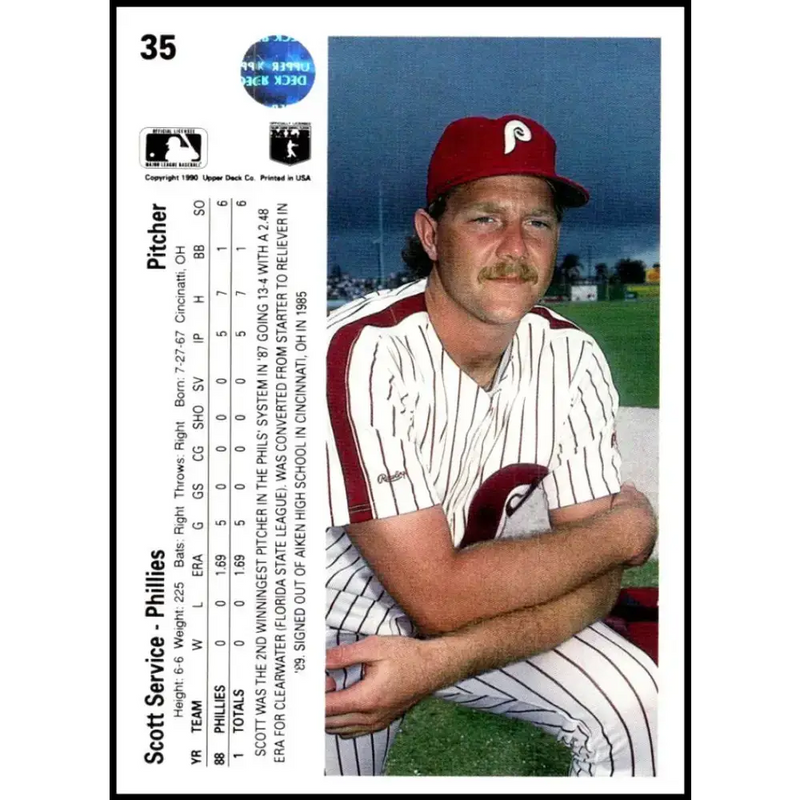 1990 Upper Deck #35 Scott Service UER NM-MT Philadelphia Phillies Baseball Card - Baseball Card Single