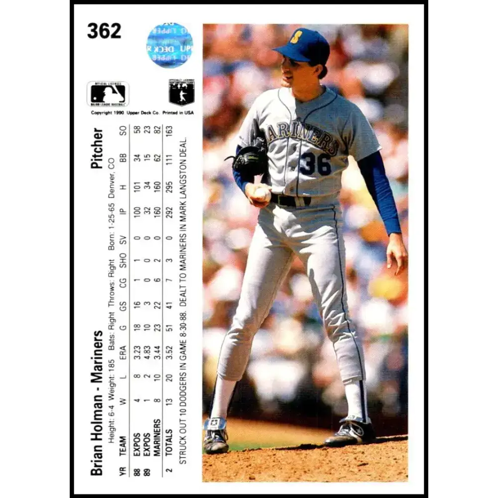 1990 Upper Deck #362 Brian Holman NM-MT Seattle Mariners Baseball Card - Baseball Card Single
