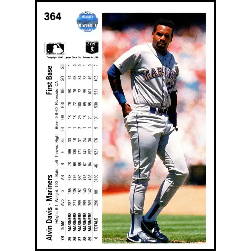 1990 Upper Deck #364 Alvin Davis NM-MT Seattle Mariners Baseball Card - Baseball Card Single