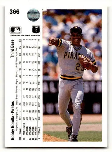 1990 Upper Deck #366 Bobby Bonilla Pittsburgh Pirates Baseball Cards ID:60875 - Baseball Card Single