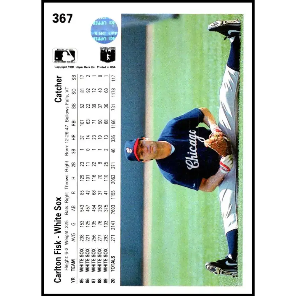 1990 Upper Deck #367 Carlton Fisk NM-MT Chicago White Sox Baseball Card - Baseball Card Single