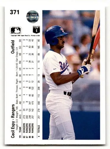 1990 Upper Deck #371 Cecil Espy Texas Rangers Baseball Cards EX/NM ID:54164 - Baseball Card Single