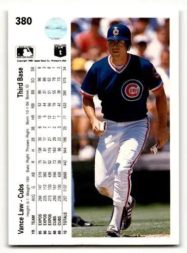 Original gloss Vance Law Chicago Cubs baseball card featuring player in uniform