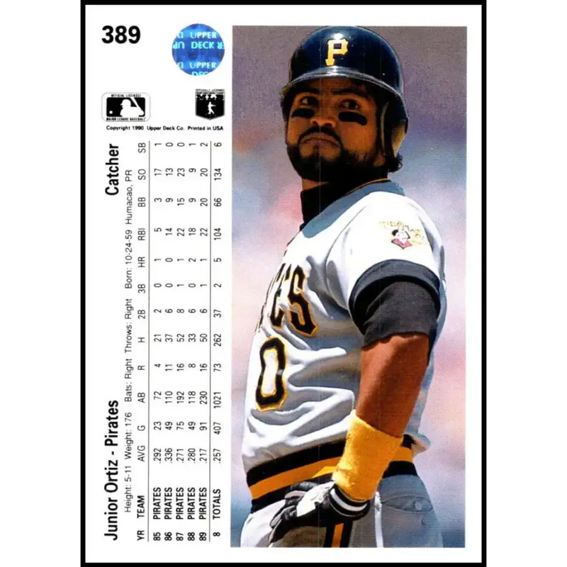 1990 Upper Deck #389 Junior Ortiz NM-MT Pittsburgh Pirates Baseball Card - Baseball Card Single