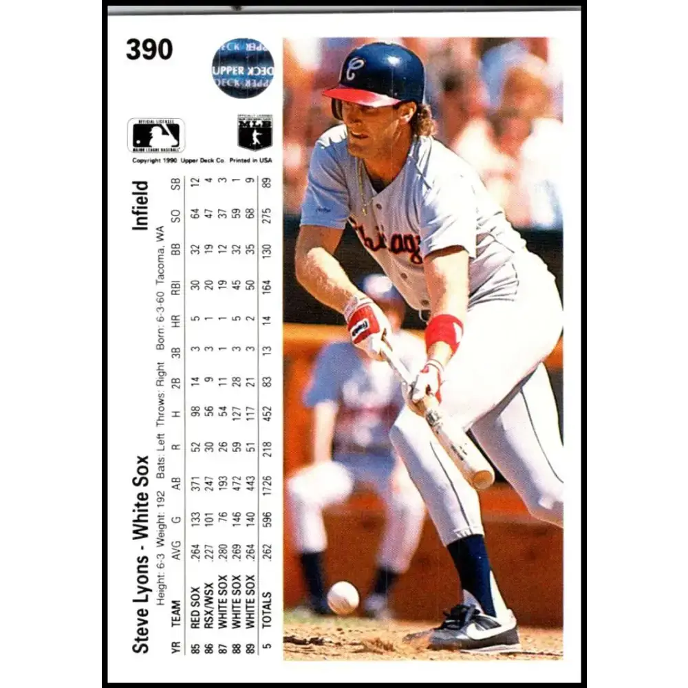 1990 Upper Deck #390 Steve Lyons NM-MT Chicago White Sox Baseball Card - Baseball Card Single