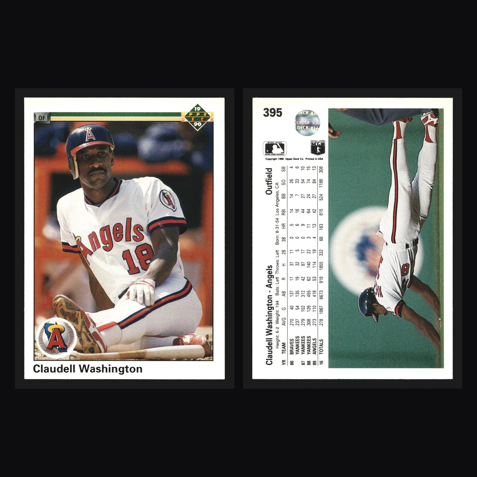 1990 Upper Deck #395 Claudell Washington California Angels - Baseball Card Single