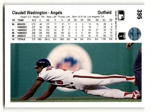 1990 Upper Deck #395 Claudell Washington California Angels Baseball ID:54171 - Baseball Card Single