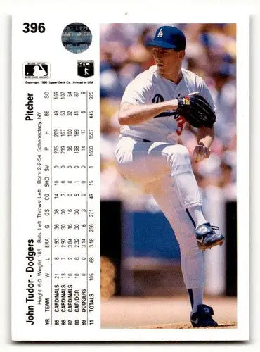 Vintage 1990 Upper Deck John Tudor Los Angeles Dodgers baseball card for collectors