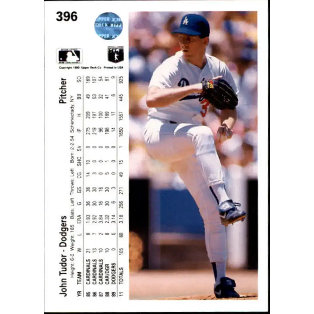 1990 Upper Deck #396 John Tudor NM-MT Los Angeles Dodgers Baseball Card - Baseball Card Single