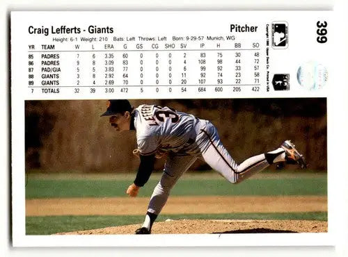 Original gloss Craig Lefferts San Francisco Giants baseball card 1990 Upper Deck ID 54167