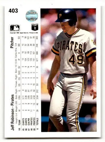 1990 Upper Deck #403 Jeff Robinson Pittsburgh Pirates Baseball Cards ID:54140 - Baseball Card Single