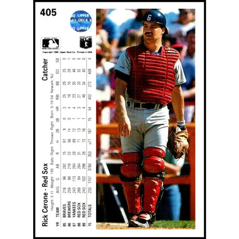 1990 Upper Deck #405 Rick Cerone NM-MT Boston Red Sox Baseball Card - Baseball Card Single