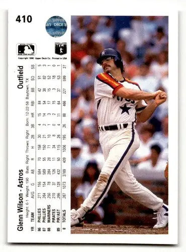 1990 Upper Deck #410 Glenn Wilson Houston Astros Baseball Cards EX/N ID:54174 - Baseball Card Single