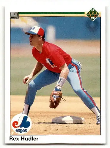 1990 Upper Deck Rex Hudler Montreal Expos baseball card with original gloss, EX/NM