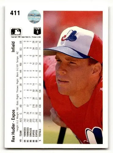 Original gloss 1990 Upper Deck Rex Hudler Montreal Expos baseball card image