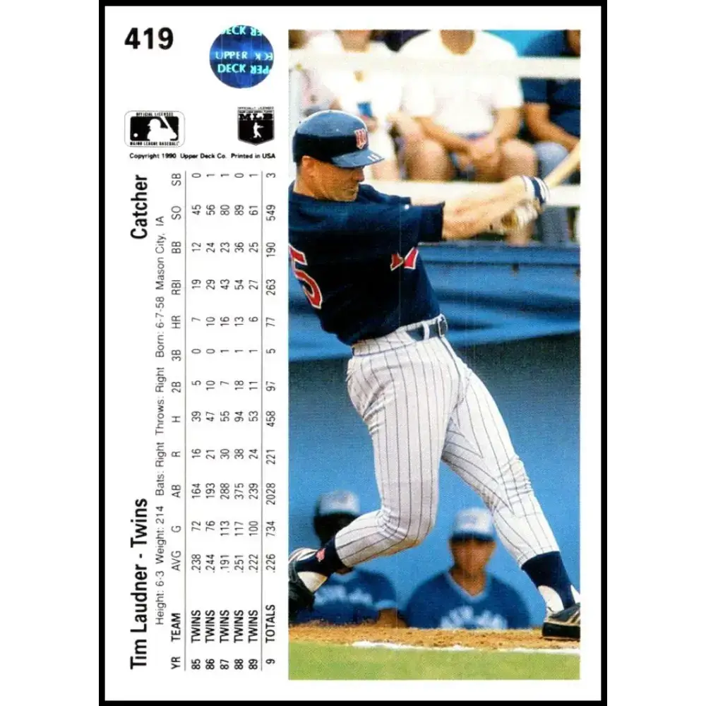 1990 Upper Deck #419 Tim Laudner NM-MT Minnesota Twins Baseball Card - Baseball Card Single