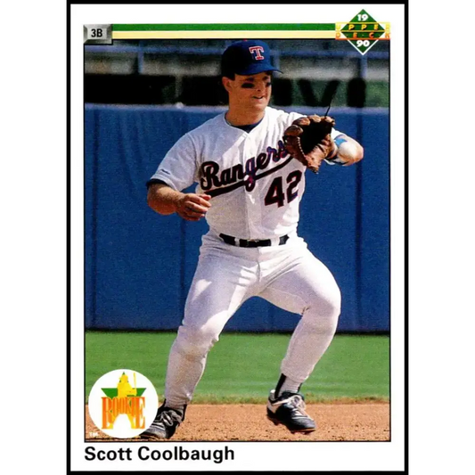 1990 Upper Deck #42 Scott Coolbaugh UER NM-MT RC Rookie Texas Rangers Baseball Card - Baseball Card Single