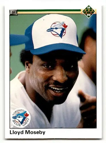 Original gloss 1990 Upper Deck Lloyd Moseby Toronto Blue Jays baseball card featuring Moseby Toronto Blue