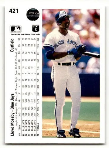 Vintage Lloyd Moseby Toronto Blue Jays baseball card with original gloss from 1990 Upper Deck
