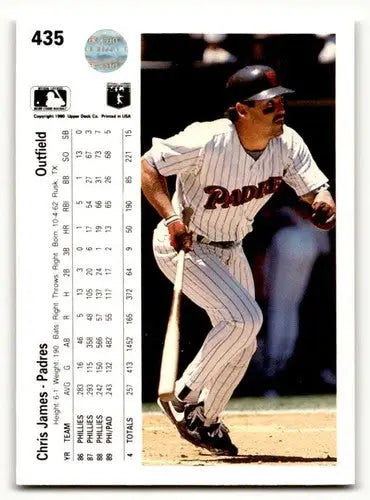 Vintage baseball card featuring Chris James San Diego Padres in original gloss style