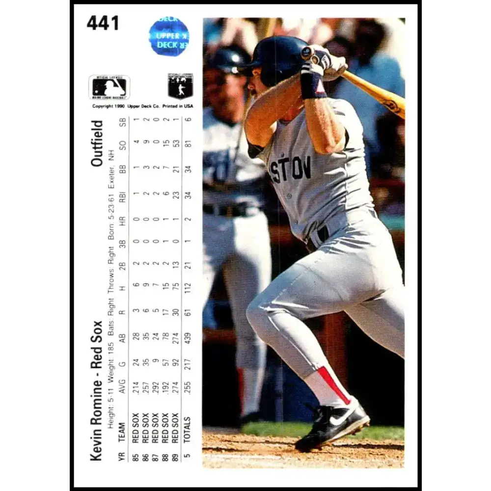 1990 Upper Deck #441 Kevin Romine NM-MT Boston Red Sox Baseball Card - Baseball Card Single