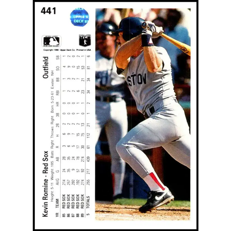 1990 Upper Deck #441 Kevin Romine NM-MT Boston Red Sox Baseball Card - Baseball Card Single