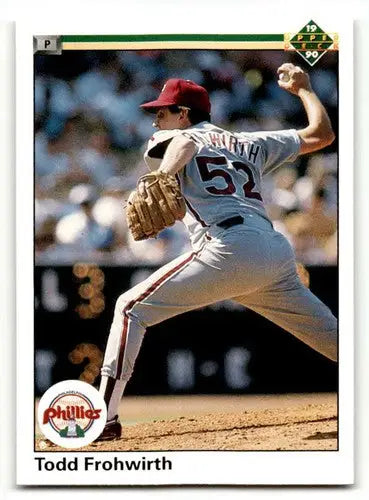 Original gloss 1990 Upper Deck Todd Frohwirth Phillies baseball card C ID 60845