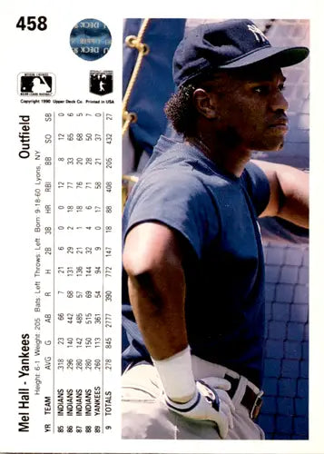 1990 Upper Deck #458 Mel Hall NM Near Mint Yankees ID:46131 - Baseball Card Single