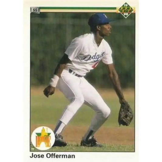 1990 Upper Deck #46 Jose Offerman UER NM-MT RC Rookie Los Angeles Dodgers Baseball Card - Baseball Card Single