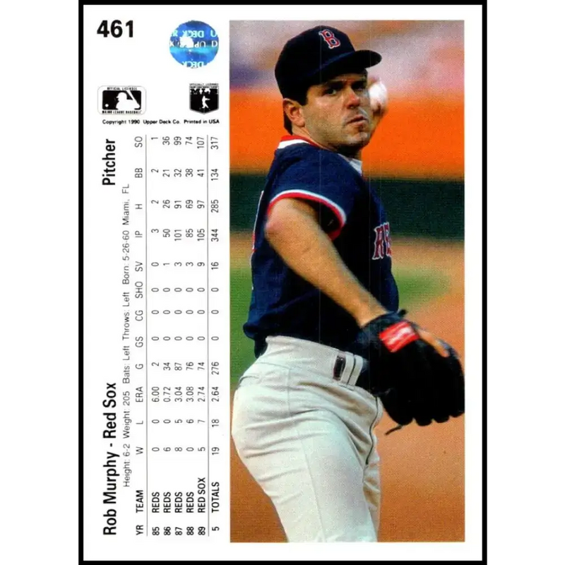 1990 Upper Deck #461 Rob Murphy NM-MT Boston Red Sox Baseball Card - Baseball Card Single