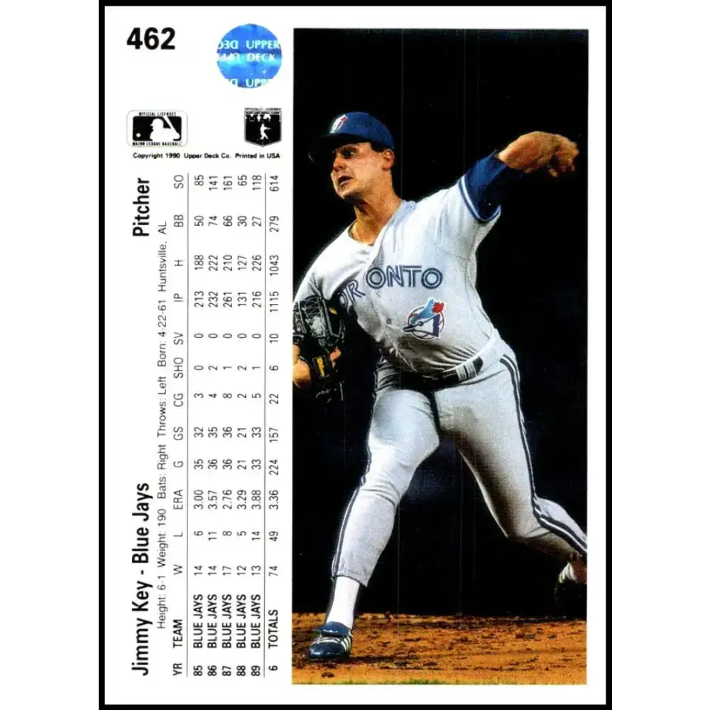 1990 Upper Deck #462 Jimmy Key NM-MT Toronto Blue Jays Baseball Card - Baseball Card Single