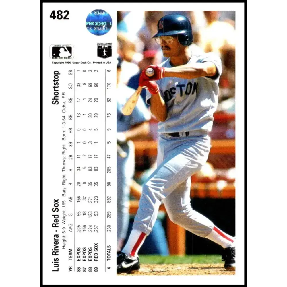 1990 Upper Deck #482 Luis Rivera NM-MT Boston Red Sox Baseball Card - Baseball Card Single