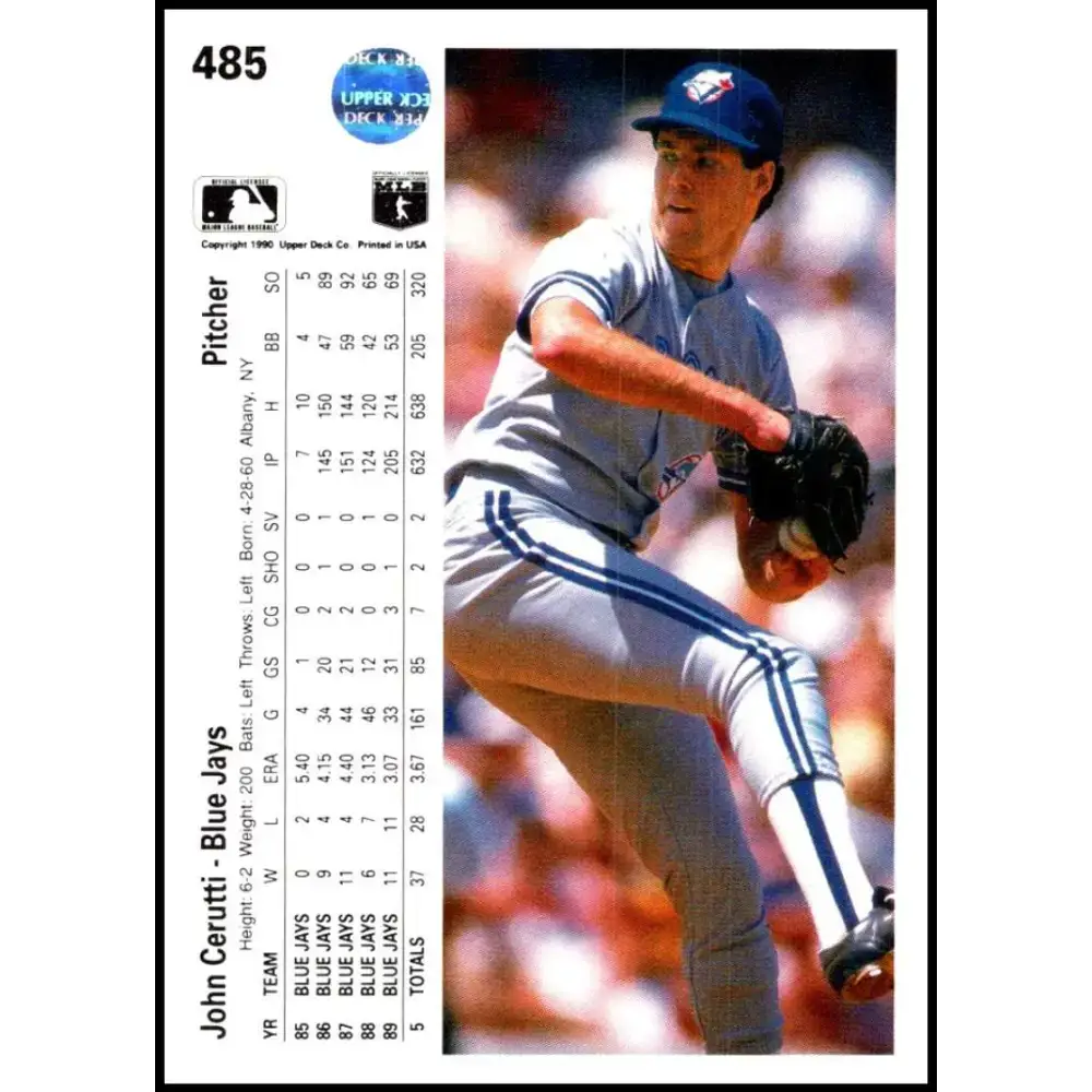 1990 Upper Deck #485 John Cerutti NM-MT Toronto Blue Jays Baseball Card - Baseball Card Single