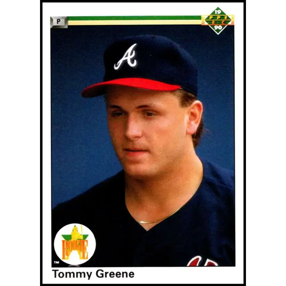 1990 Upper Deck #49 Tommy Greene UER NM-MT RC Rookie Atlanta Braves Baseball Card - Baseball Card Single
