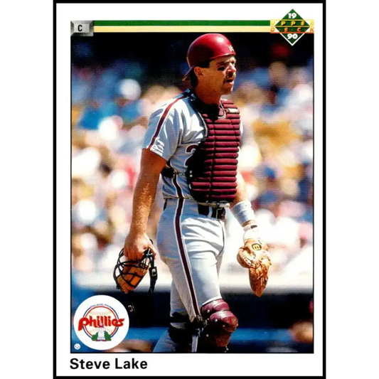 1990 Upper Deck #491 Steve Lake NM-MT Philadelphia Phillies Baseball Card - Baseball Card Single